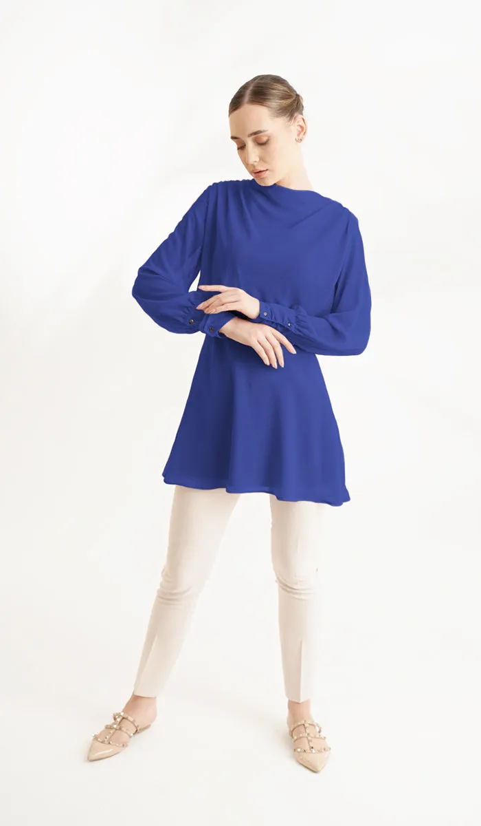 Myra Modest Chiffon Tunic Dress - Royal Blue - FINAL SALE