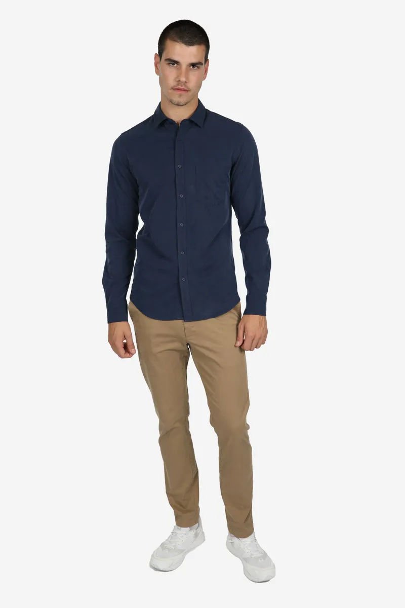 Navy Peached Tencel Shirt