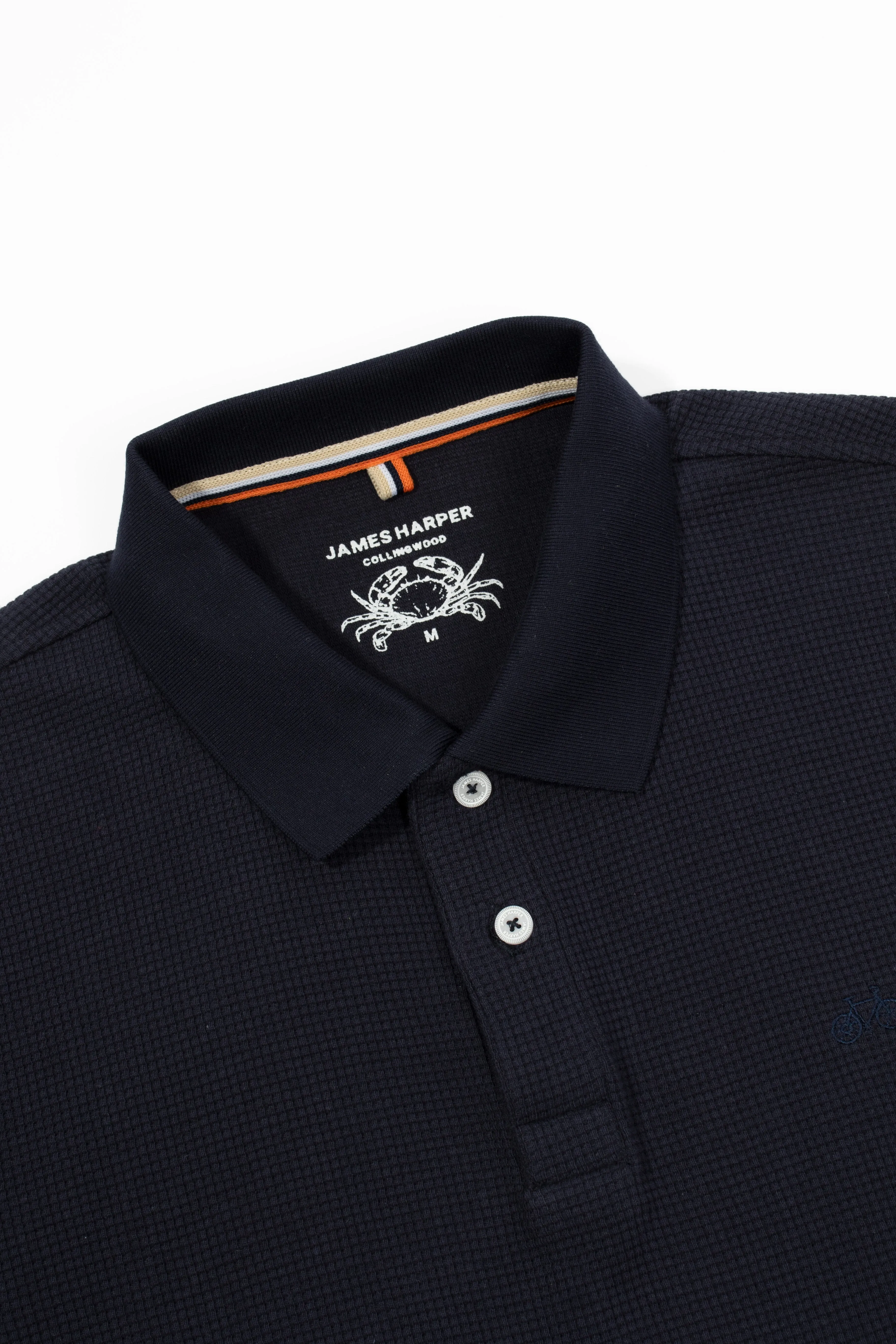 Navy Waffle Polo Shirt