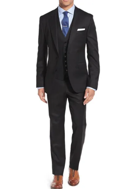 New Caravelli Black 3 Piece Vested Slim Fit Suit