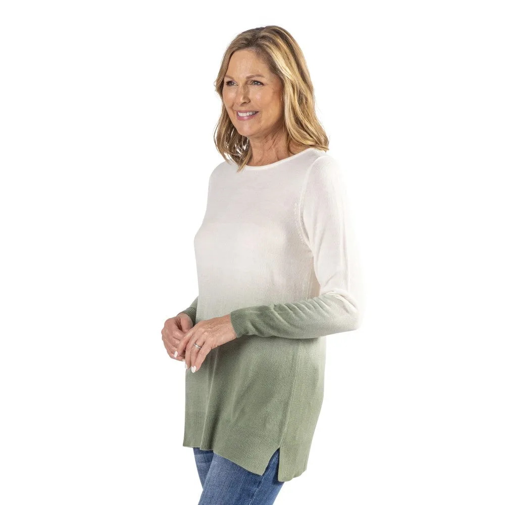 Ombre Crewneck Tunic Sweater