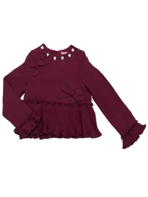 One Friday Wine Pleated Top