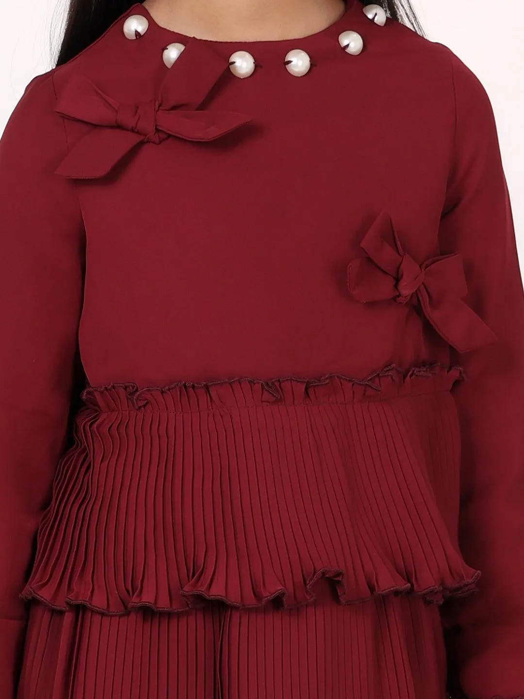 One Friday Wine Pleated Top