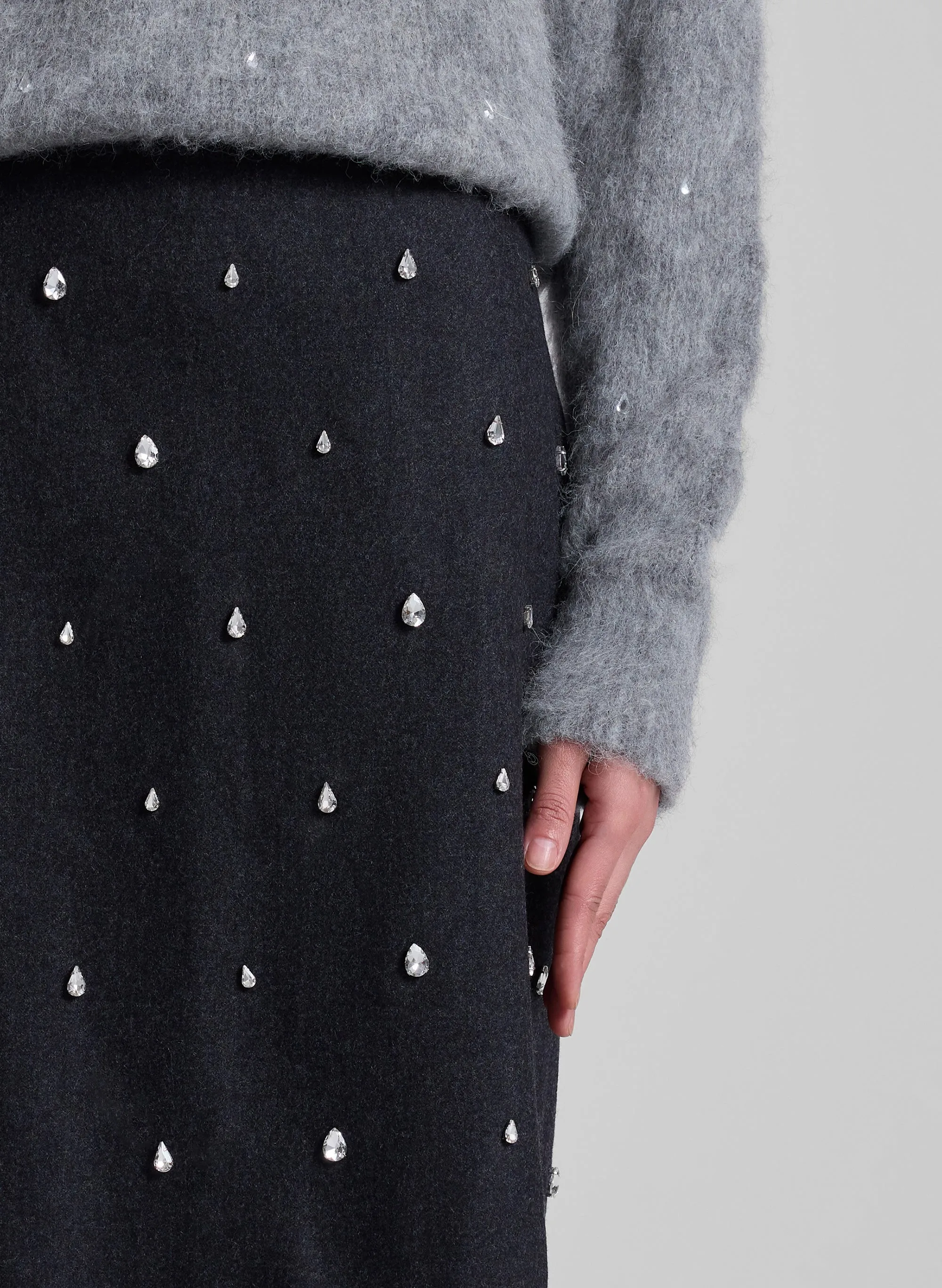 Opal Embellished Wool Pencil Skirt