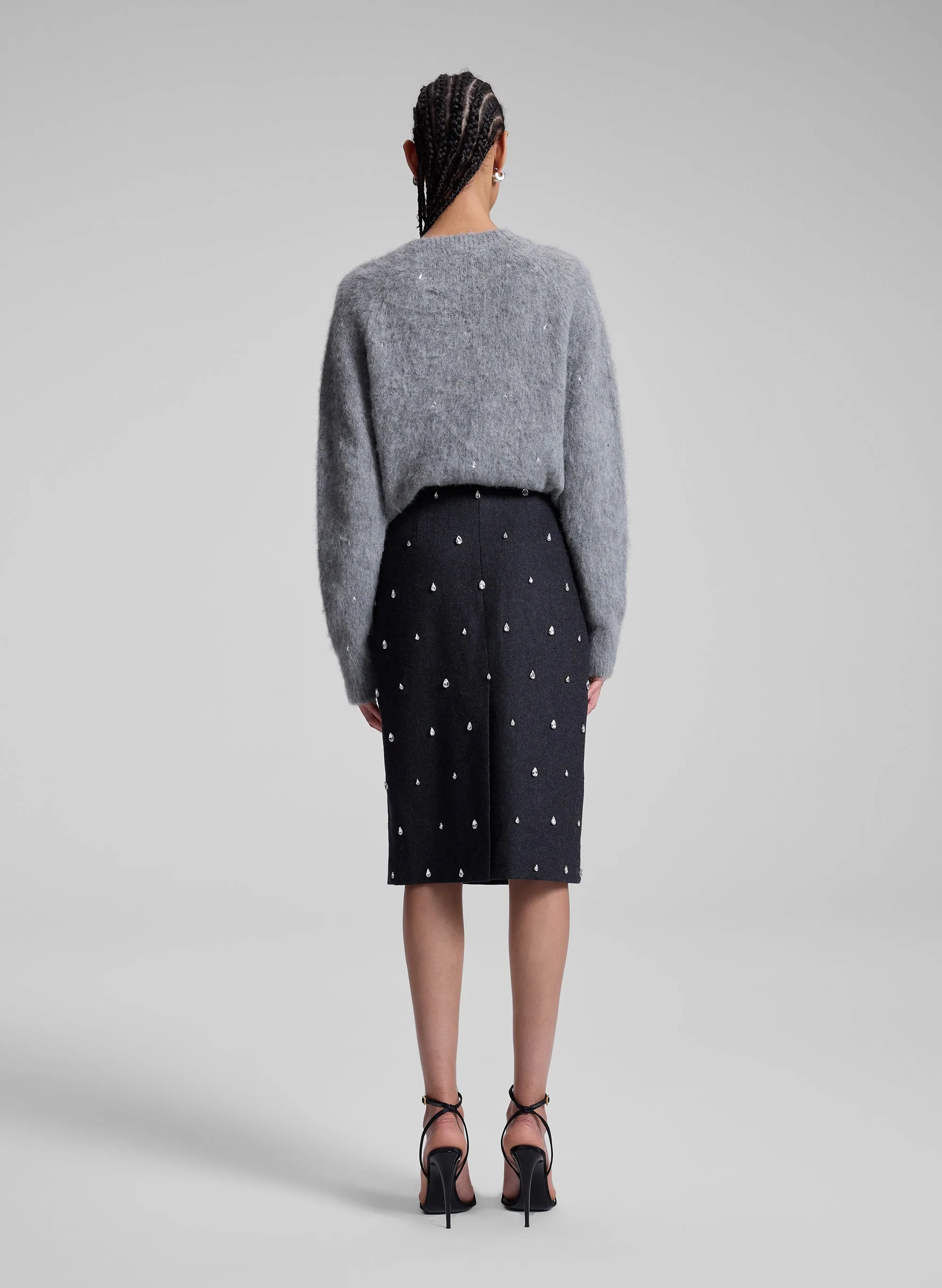 Opal Embellished Wool Pencil Skirt