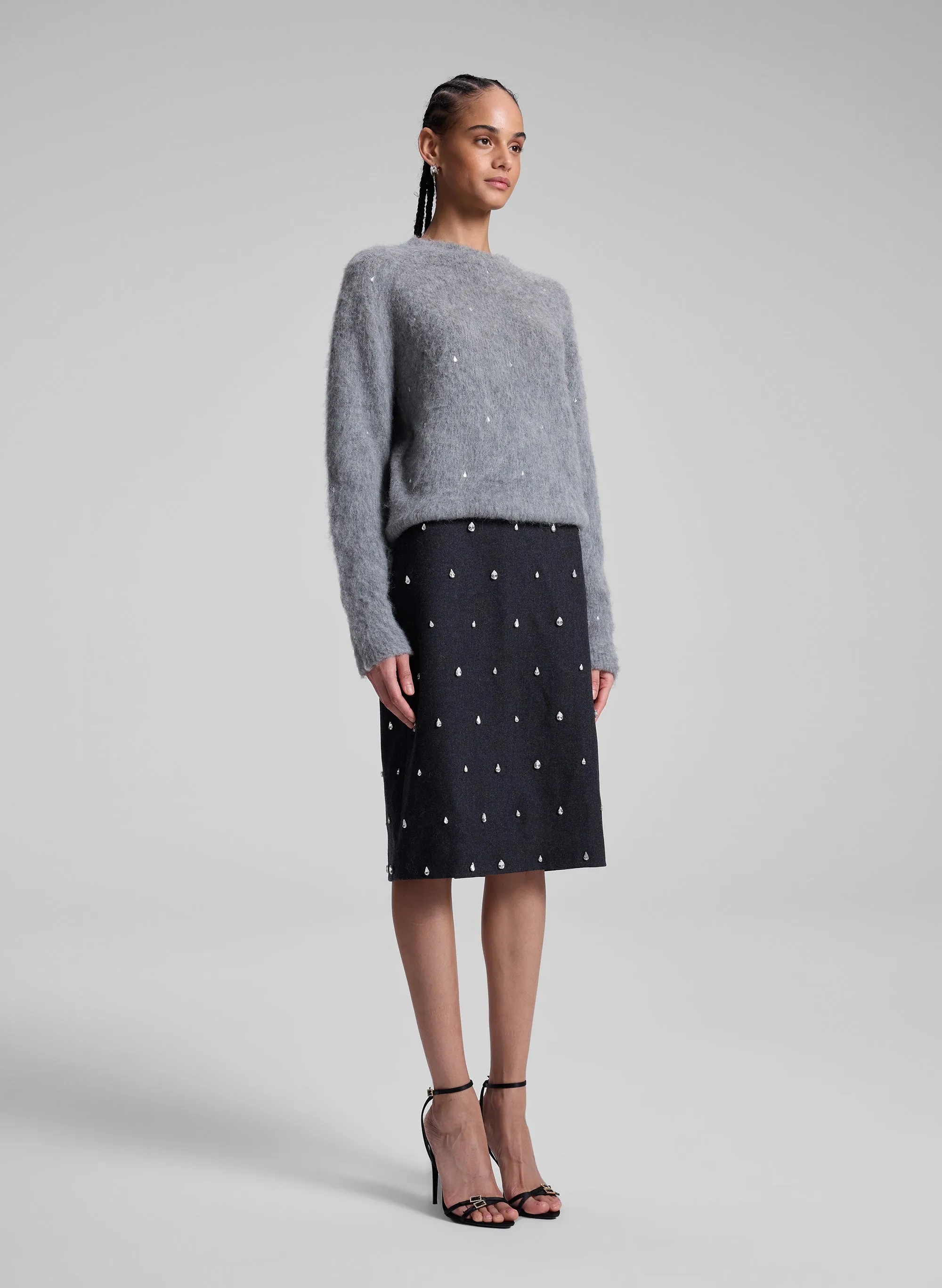 Opal Embellished Wool Pencil Skirt