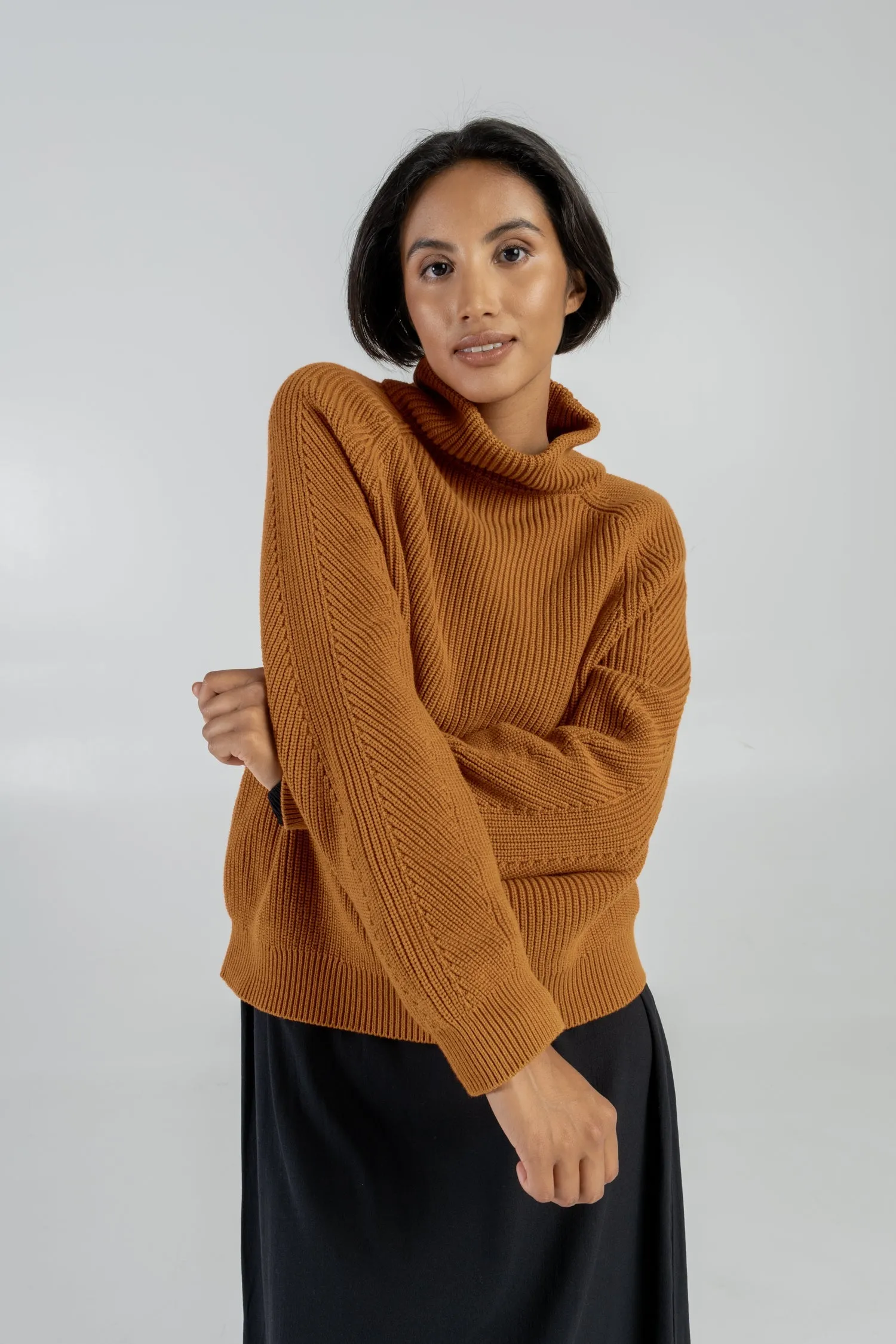 Organic Cotton Knitted Jumper Dark Honey