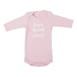 Organic Onesie - Long Sleeve Pink (love, drink, sleep)