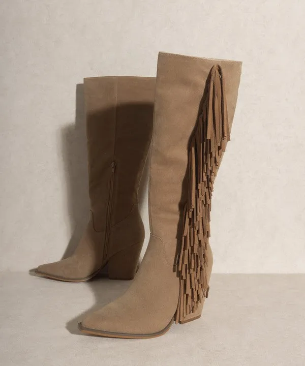 Out West - Knee-High Fringe Boots