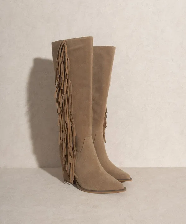 Out West - Knee-High Fringe Boots