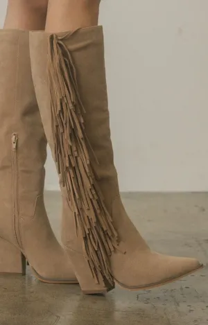 Out West - Knee-High Fringe Boots