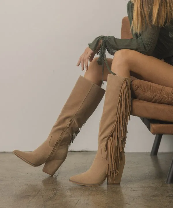 Out West - Knee-High Fringe Boots