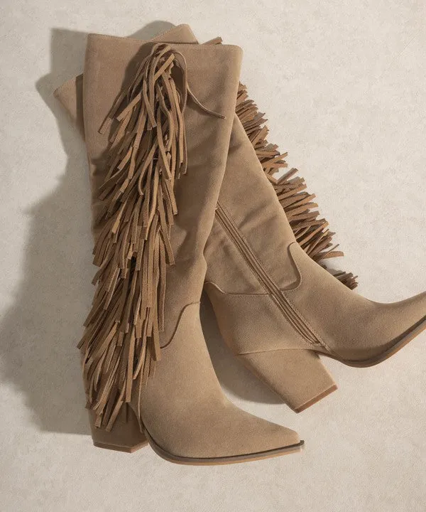 Out West - Knee-High Fringe Boots