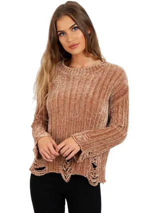 Oversized Soft Chenille Distressed Jumper