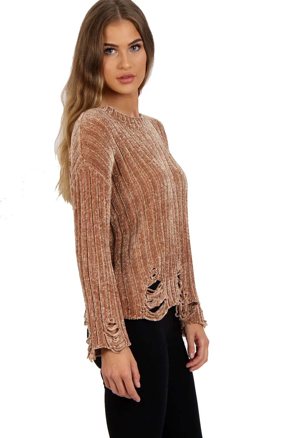 Oversized Soft Chenille Distressed Jumper