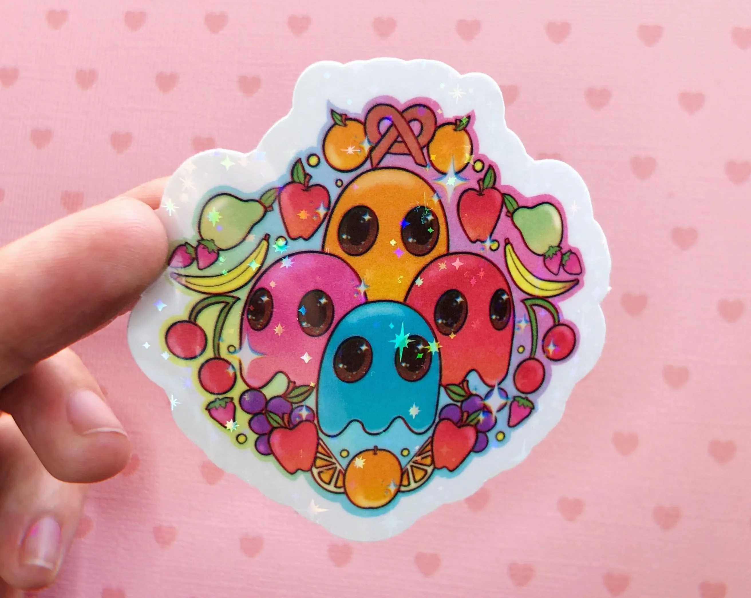 Pacman ghosts holographic vinyl sticker