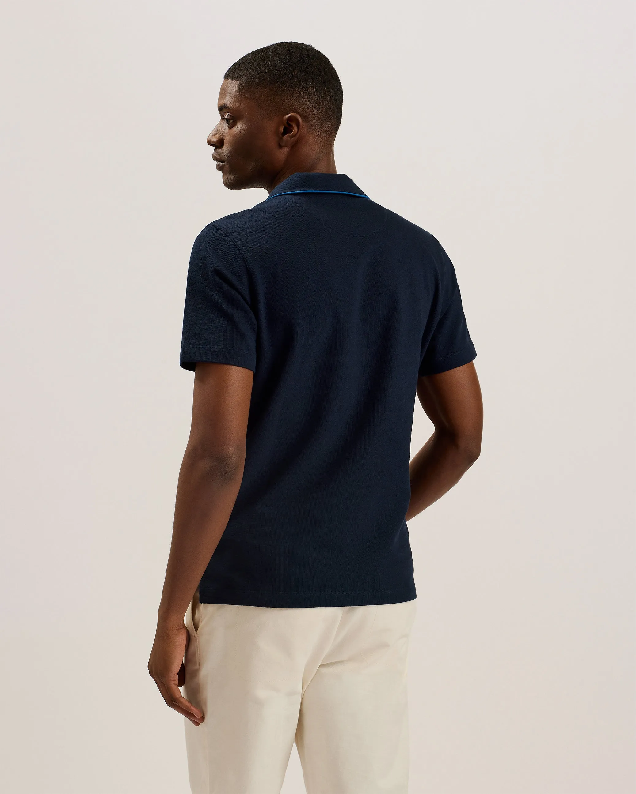 Paisel Ss Regular Open Collar Polo Navy