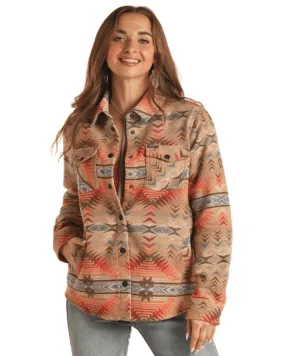 Panhandle Women's Tan Aztec Long Shirt Jacket BW92C01932