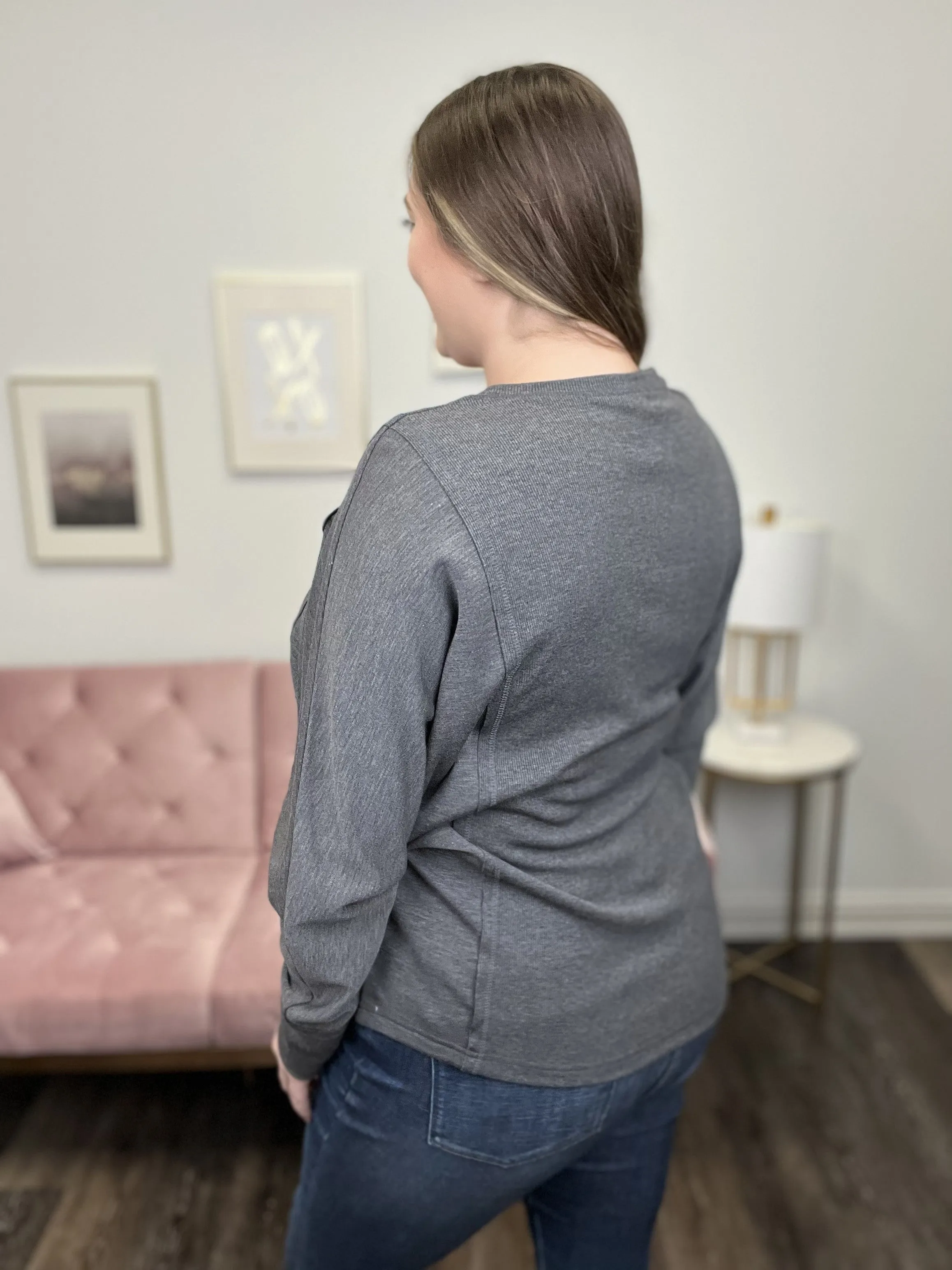 Peace Of Mind Paneled Long Sleeve Pullover Top