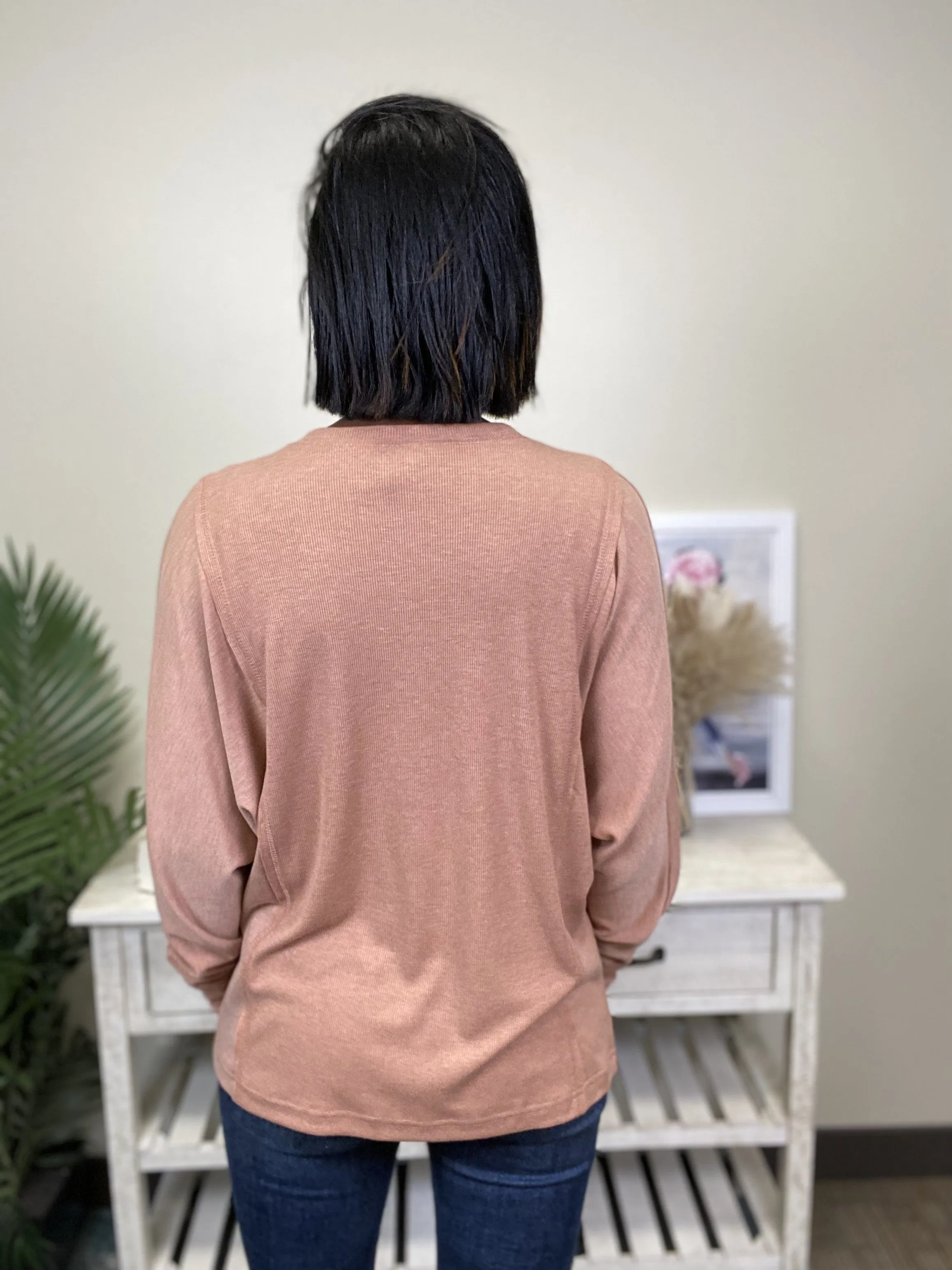 Peace Of Mind Paneled Long Sleeve Pullover Top