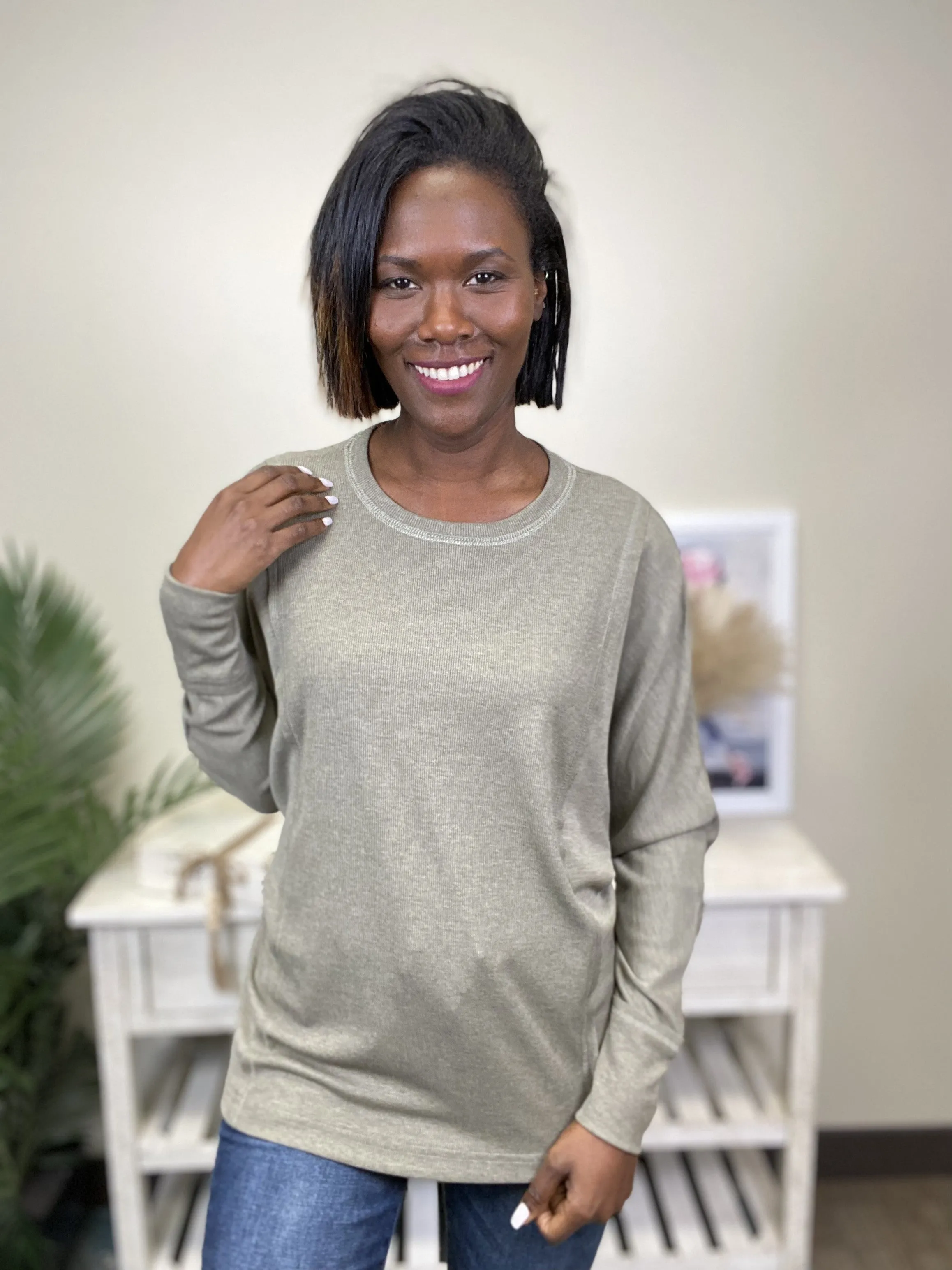 Peace Of Mind Paneled Long Sleeve Pullover Top