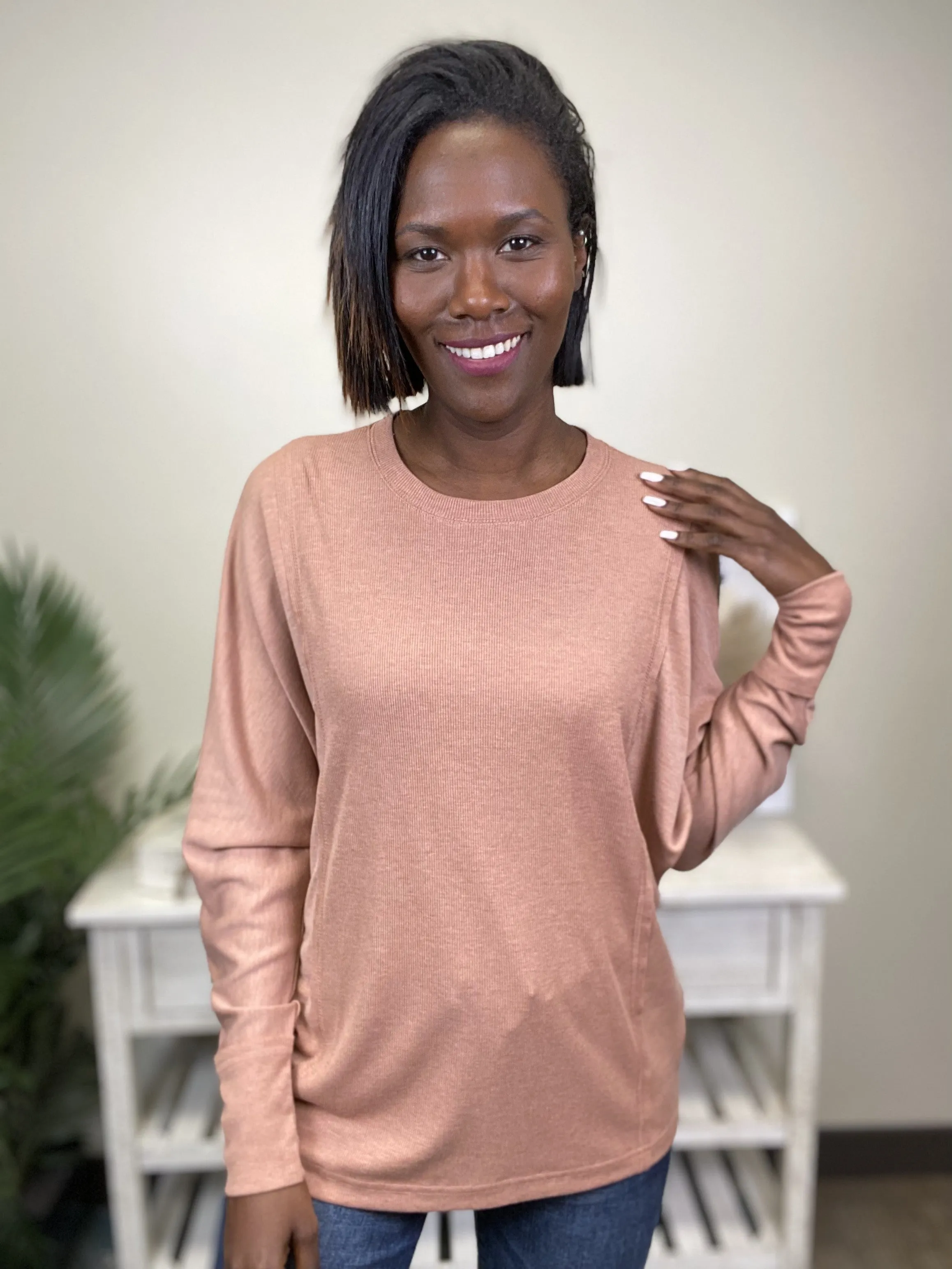 Peace Of Mind Paneled Long Sleeve Pullover Top