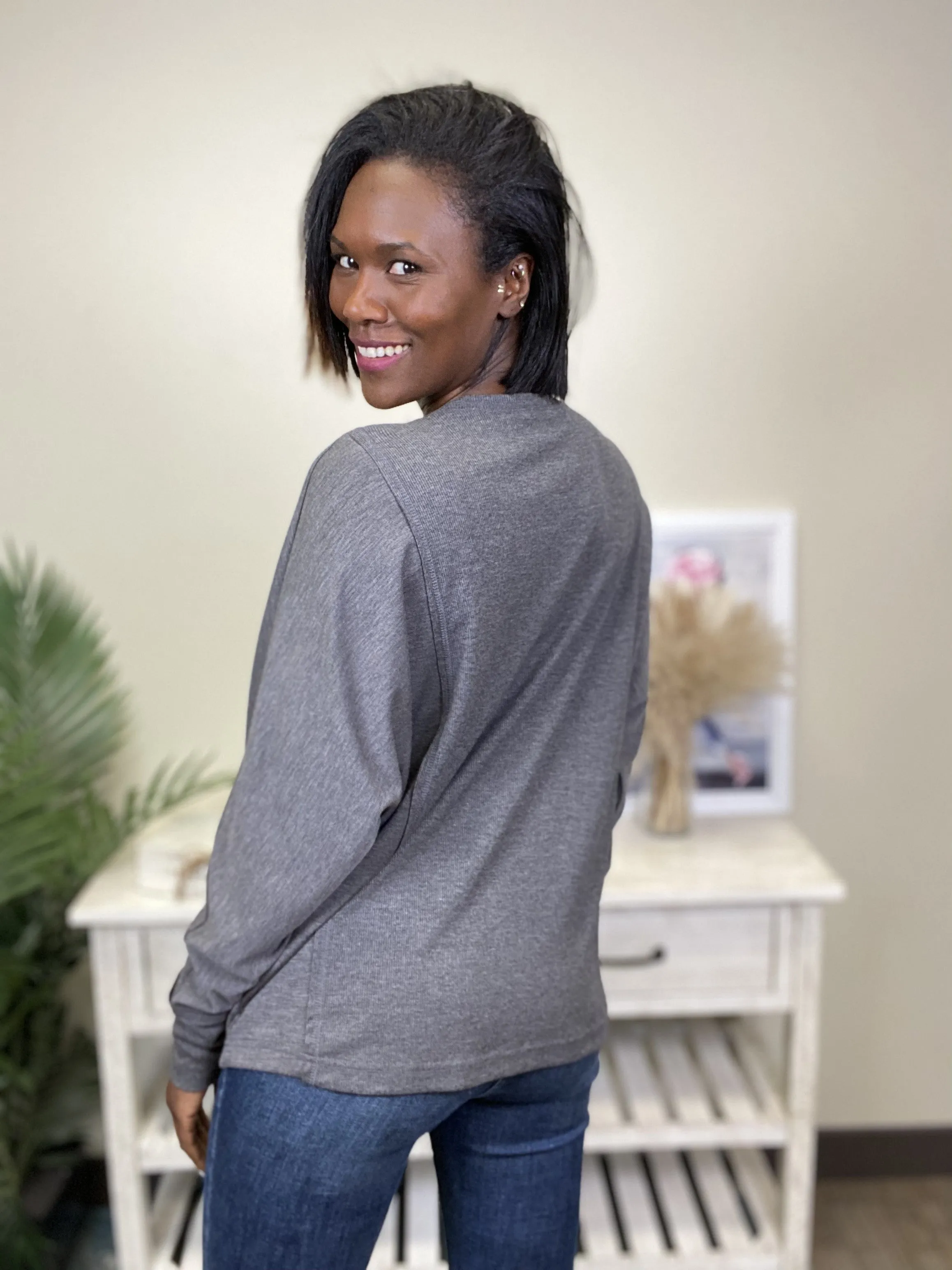 Peace Of Mind Paneled Long Sleeve Pullover Top