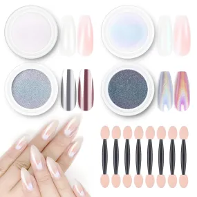 Pearlescent Chrome Nail Powder Set - Iridescent Holographic Dip Powder for Vibrant Nail Art & Craft