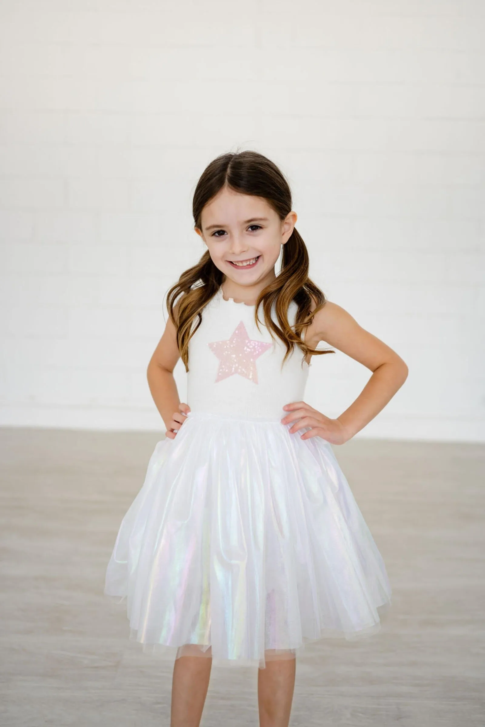 Petite Hailey Pearl Tutu Dress - White