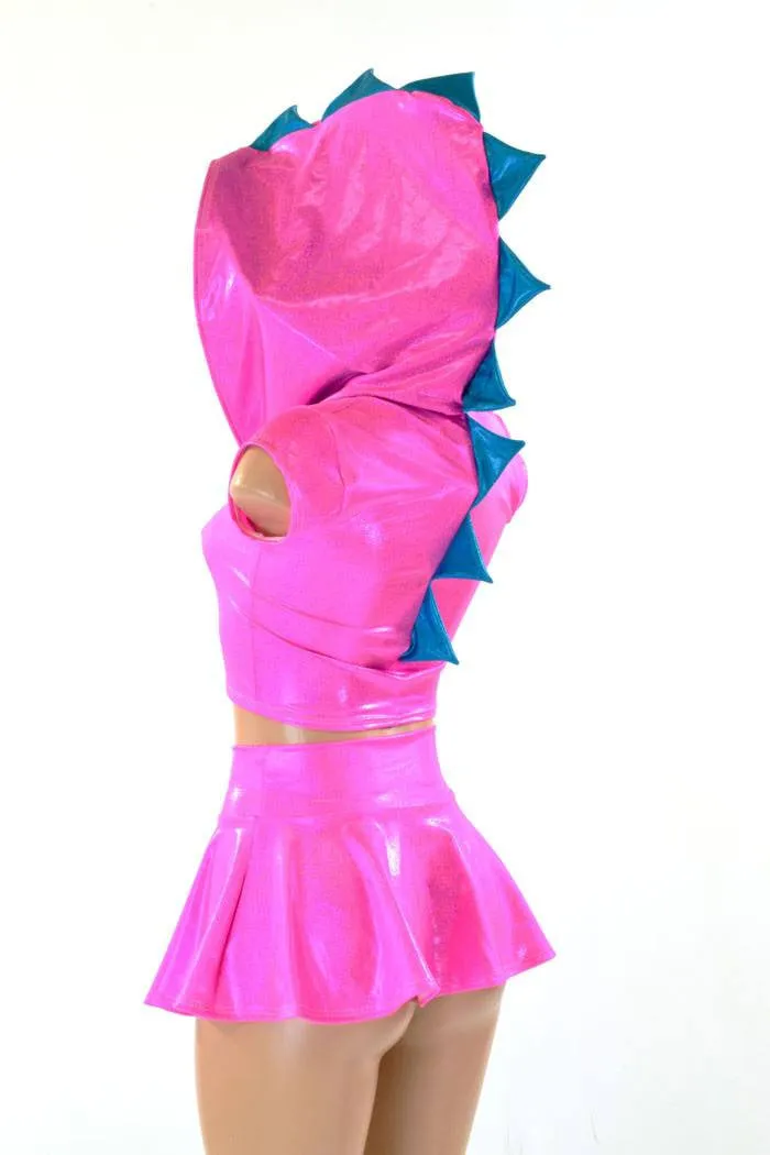 Pink & Peacock Dragon Hoodie & Skirt