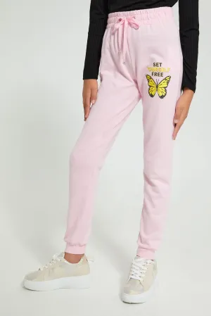 Pink Butterfly Basic Jogger