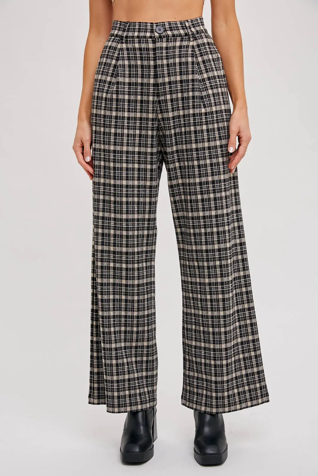 PLAID WIDE PANTS