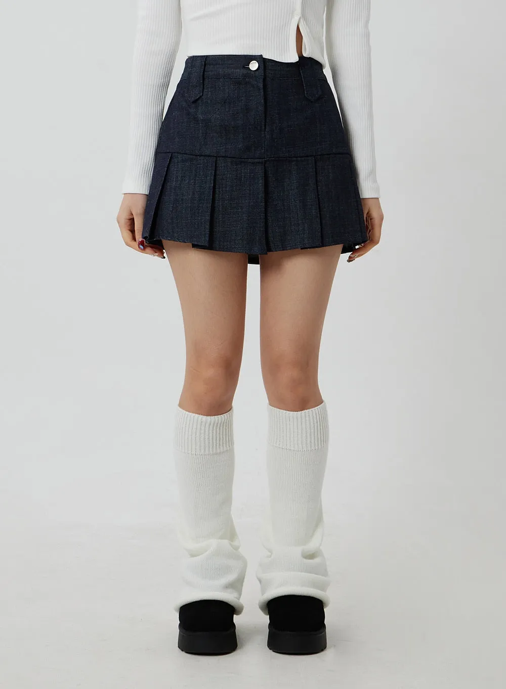 Pleated High Waist Mini Skirt CF301