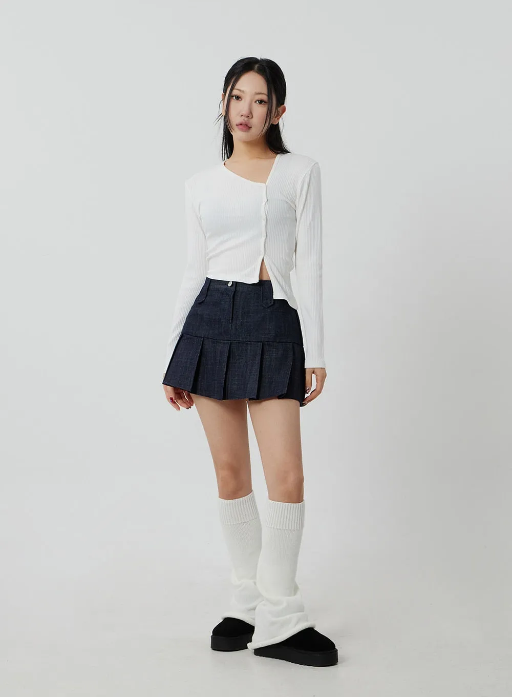 Pleated High Waist Mini Skirt CF301