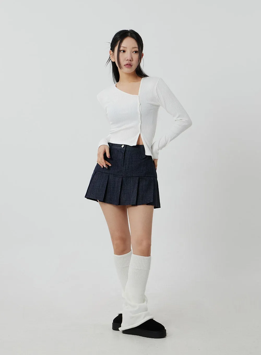 Pleated High Waist Mini Skirt CF301