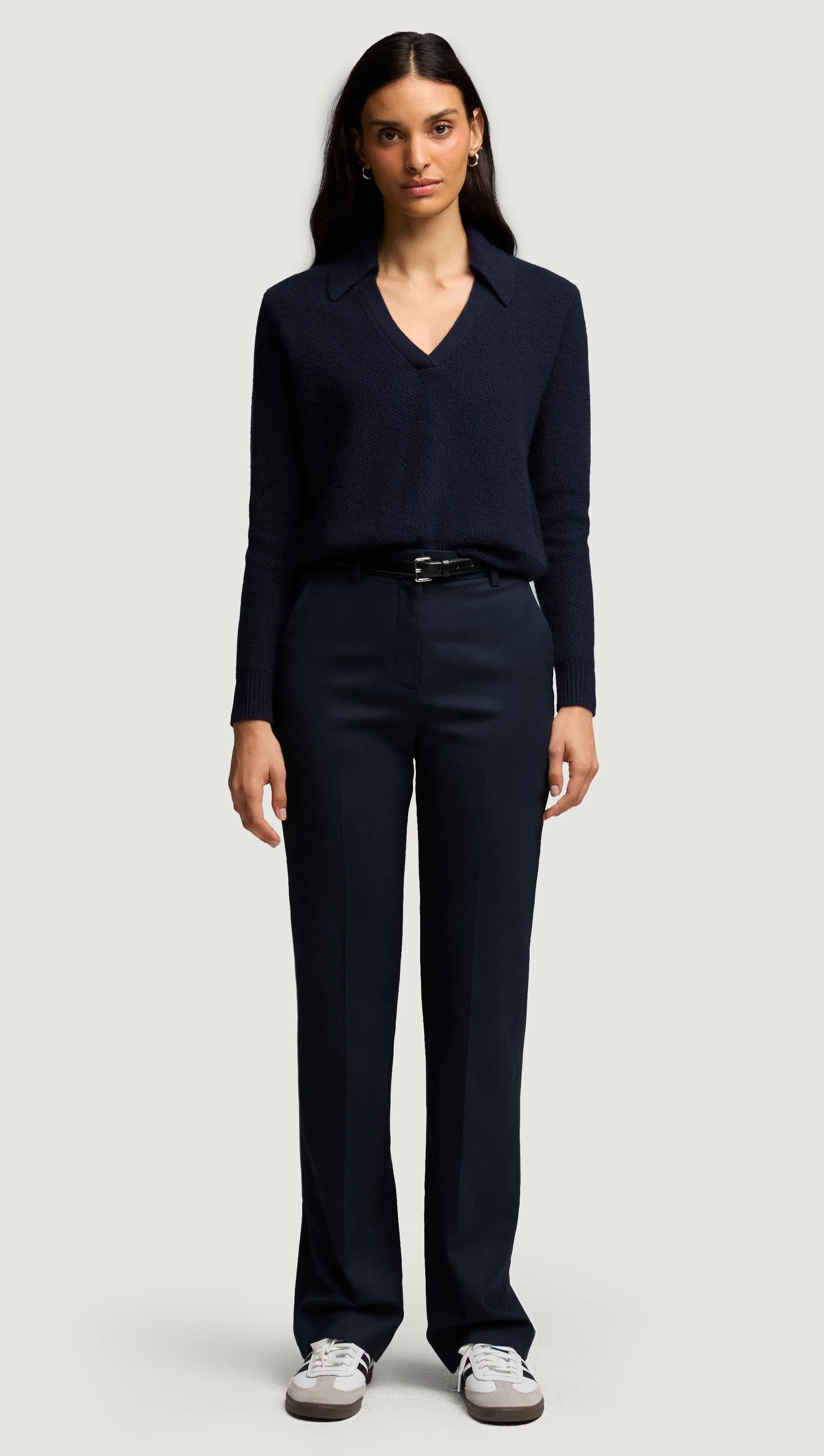 Polo Sweater in Wool Cashmere | Navy