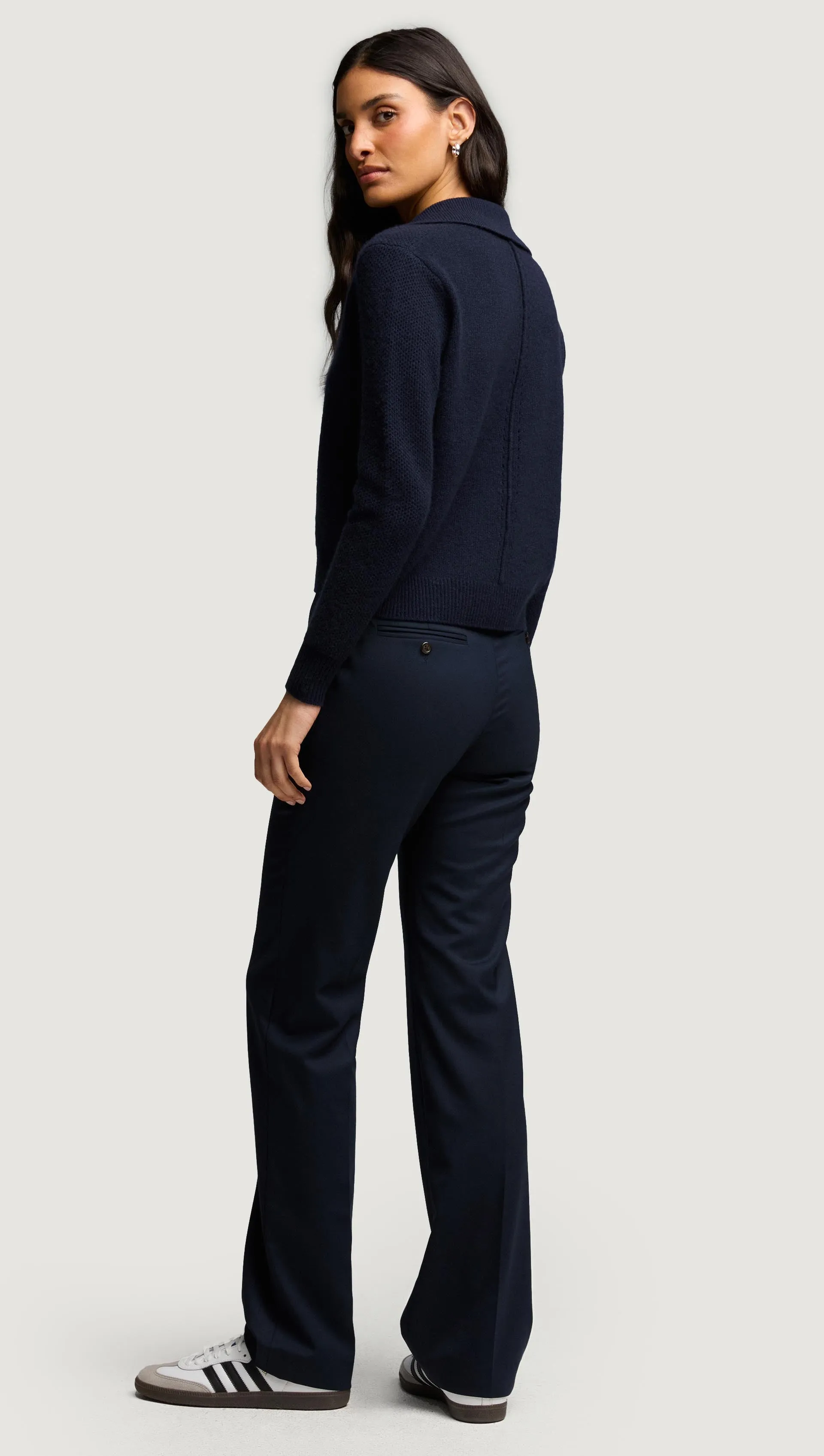 Polo Sweater in Wool Cashmere | Navy