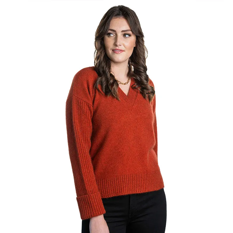 Premium Possum and Merino Wool - V Neck Ribbed Jumper