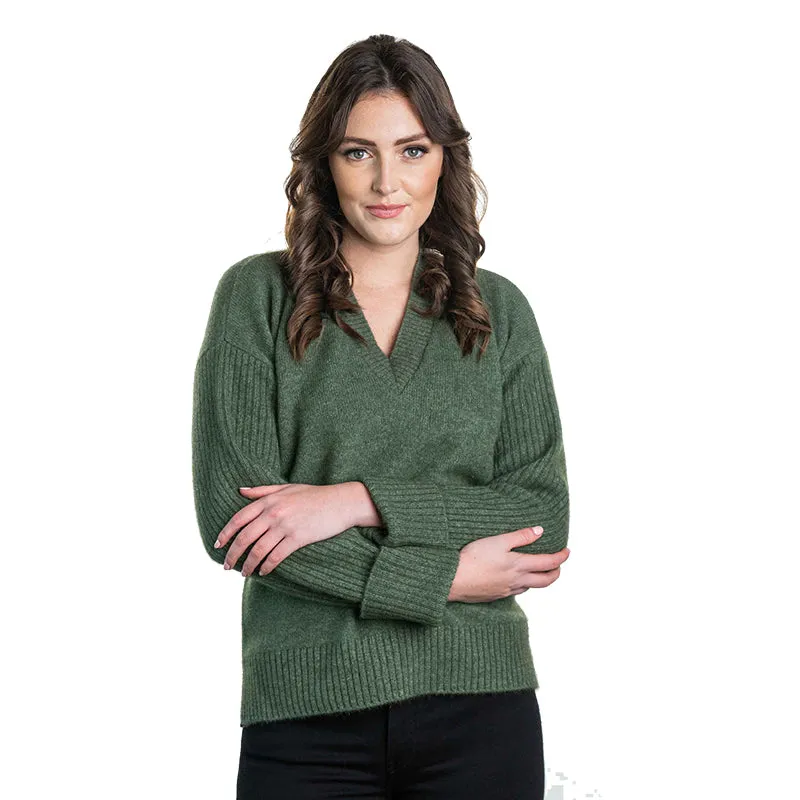 Premium Possum and Merino Wool - V Neck Ribbed Jumper