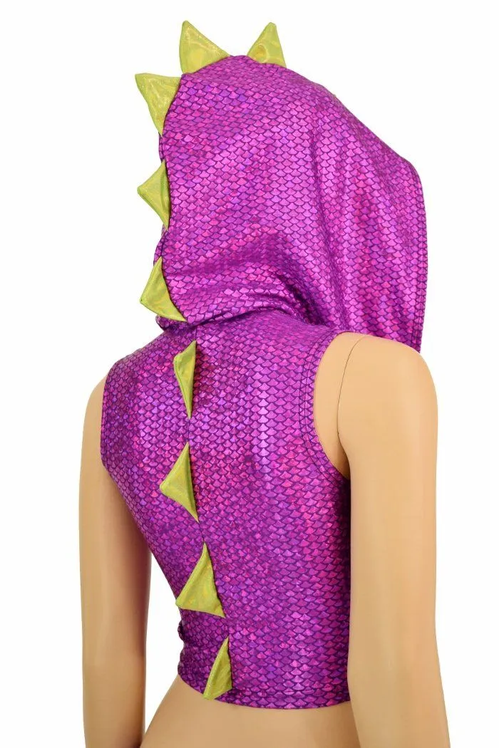 Purple Dragon Zipper Front Crop Top