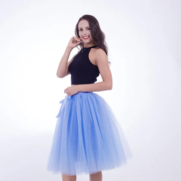 Quality 5 Layers 65cm Summer Midi Tulle Skirt Fashion Pleated TUTU Skirts Womens Lolita Petticoat Bridesmaids Jupe Saia faldas