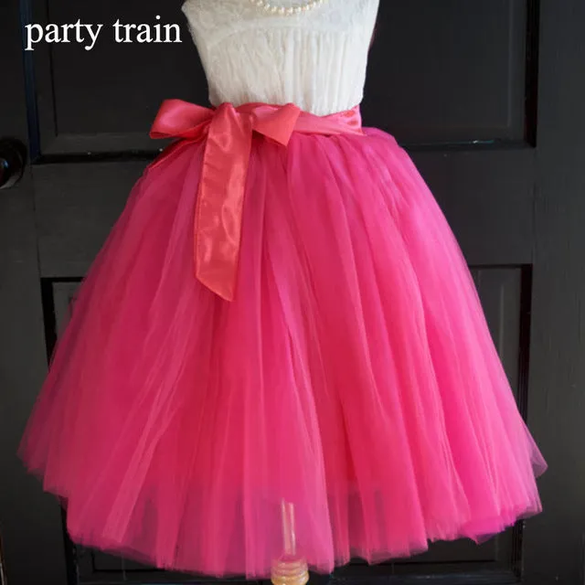 Quality 5 Layers 65cm Summer Midi Tulle Skirt Fashion Pleated TUTU Skirts Womens Lolita Petticoat Bridesmaids Jupe Saia faldas