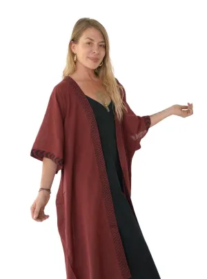 Raw Cotton Maroon Kimono