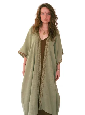 Raw Cotton Sage Green Kimono