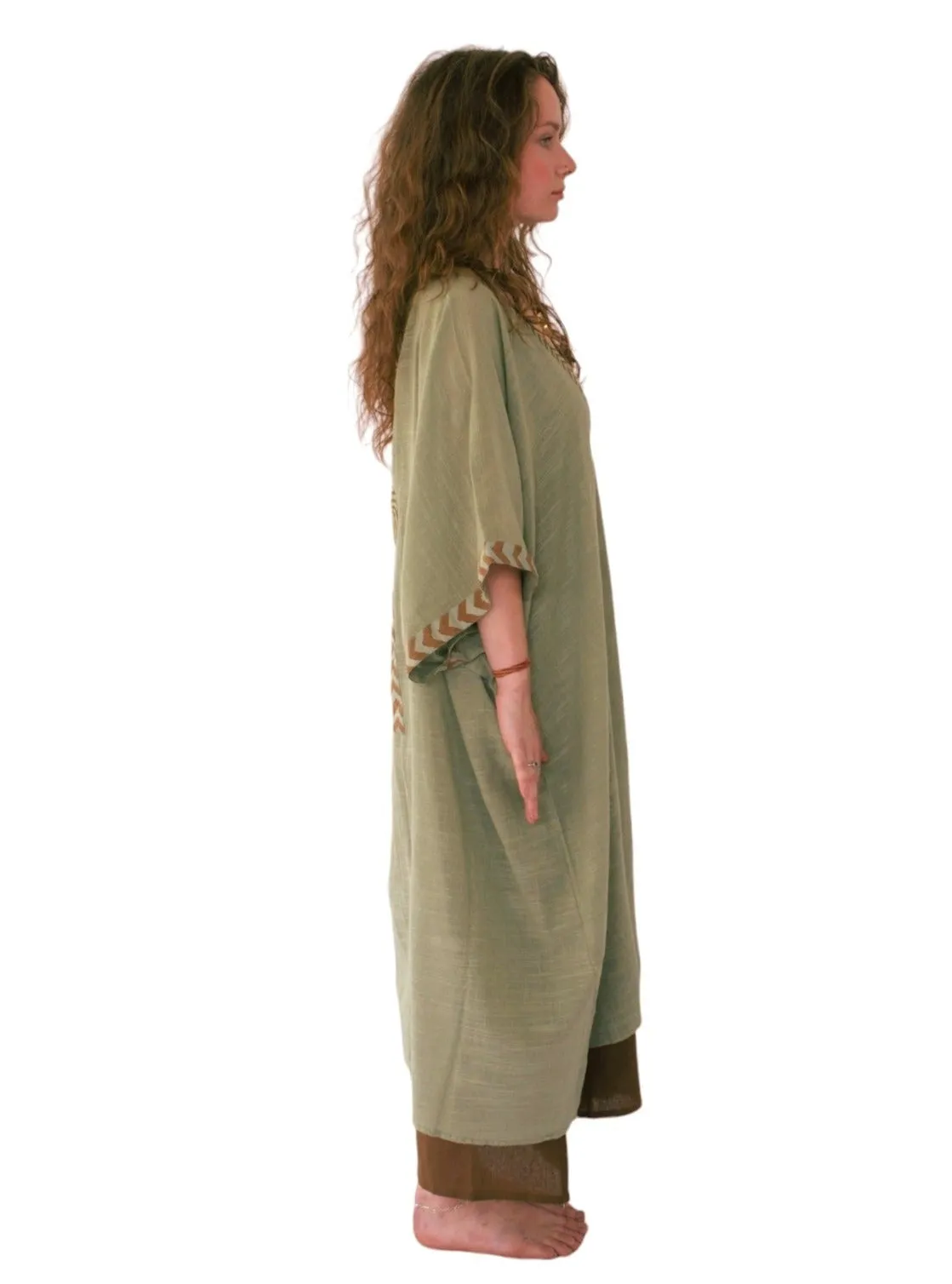 Raw Cotton Sage Green Kimono