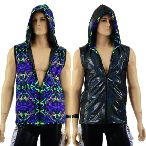 Ready to Ship Mens Fully Lined Zipper Front Hooded Vest with Pockets Small