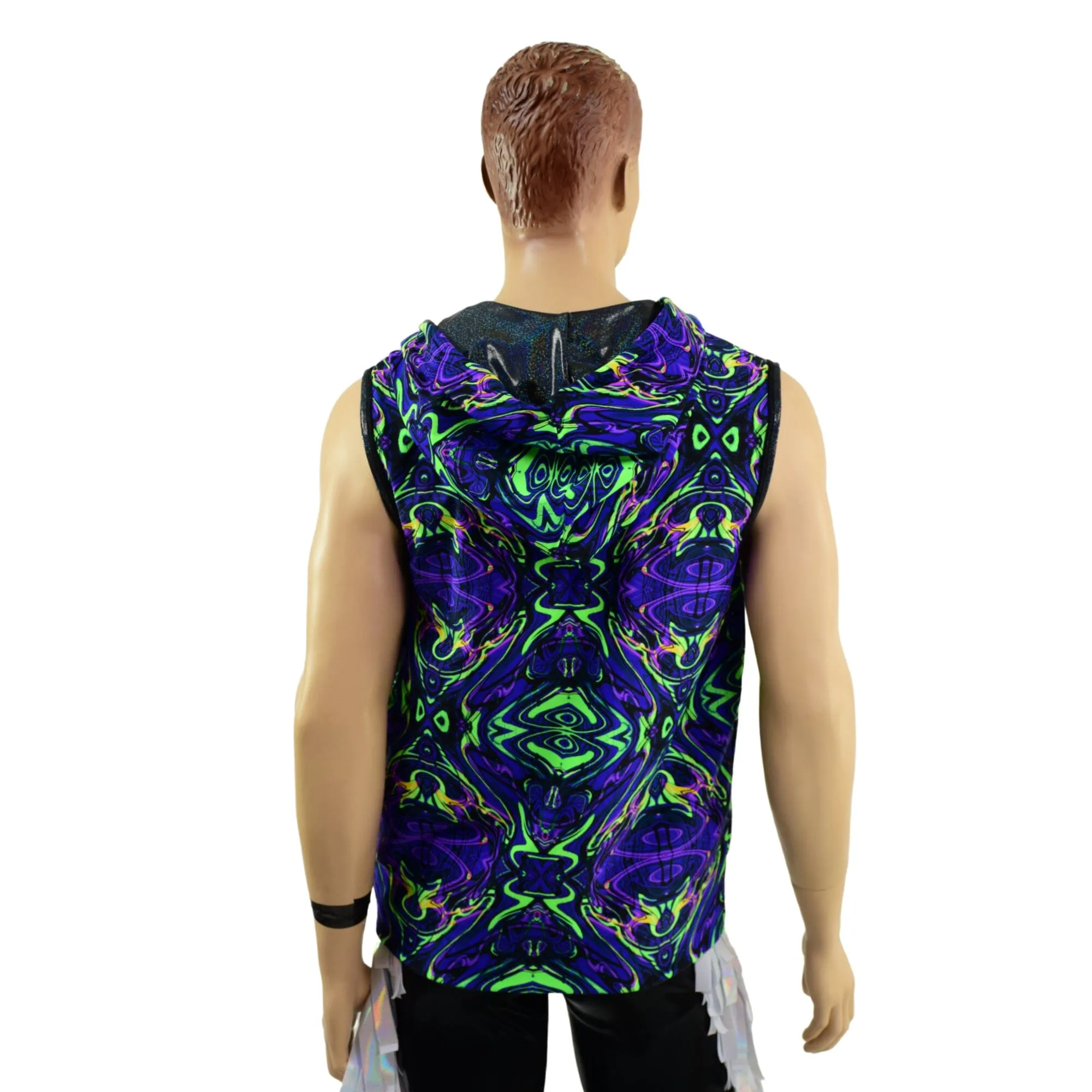 Ready to Ship Mens Fully Lined Zipper Front Hooded Vest with Pockets Small