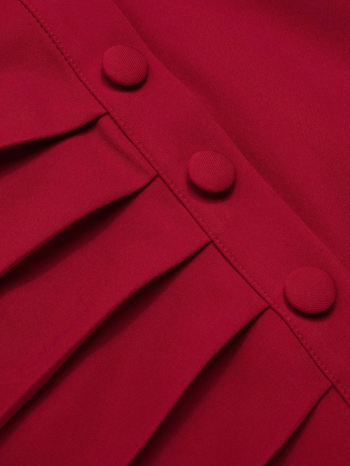 Red 1940s Pleated Button Pencil Skirt