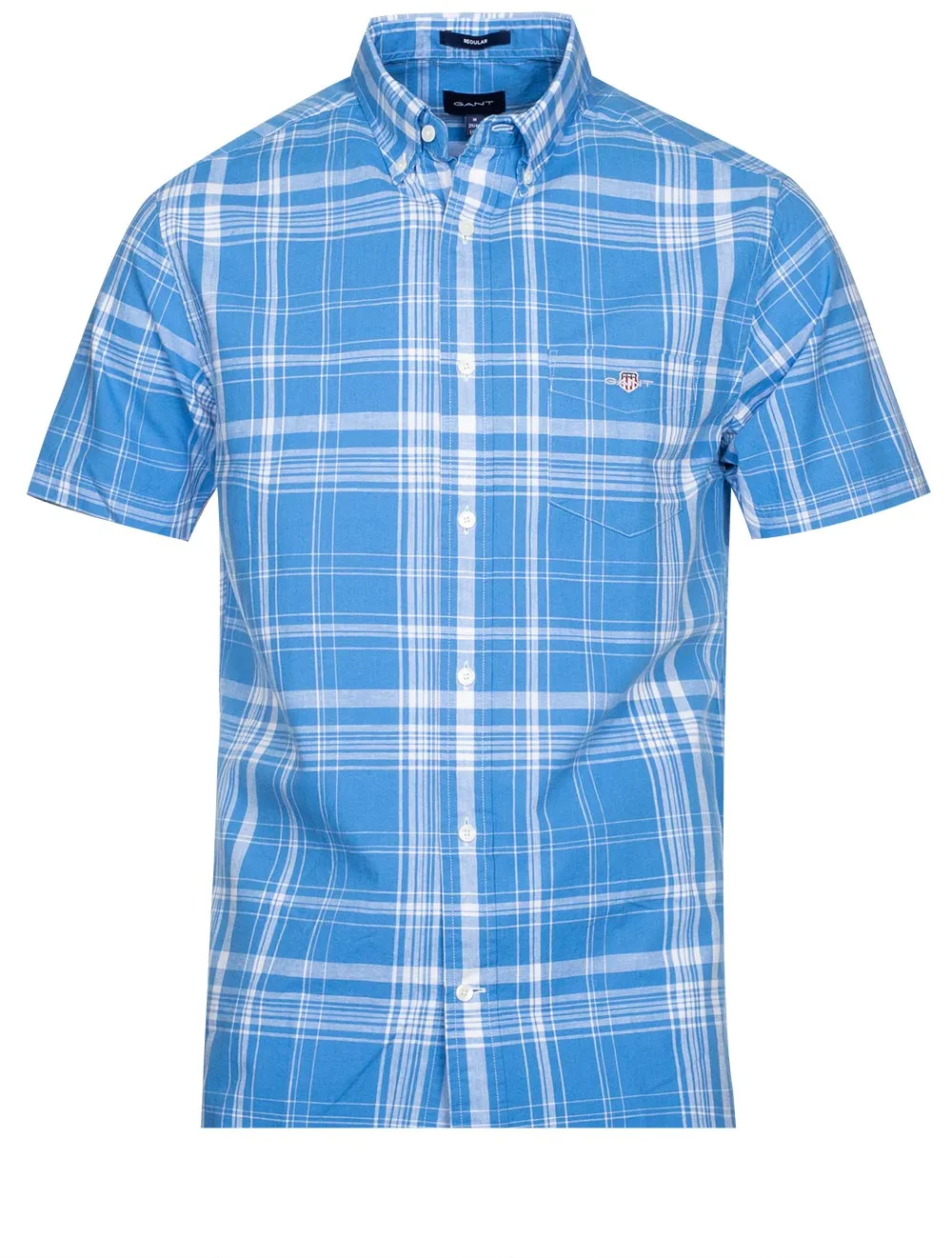 Regular Cotton Linen Short Sleeve Day Blue