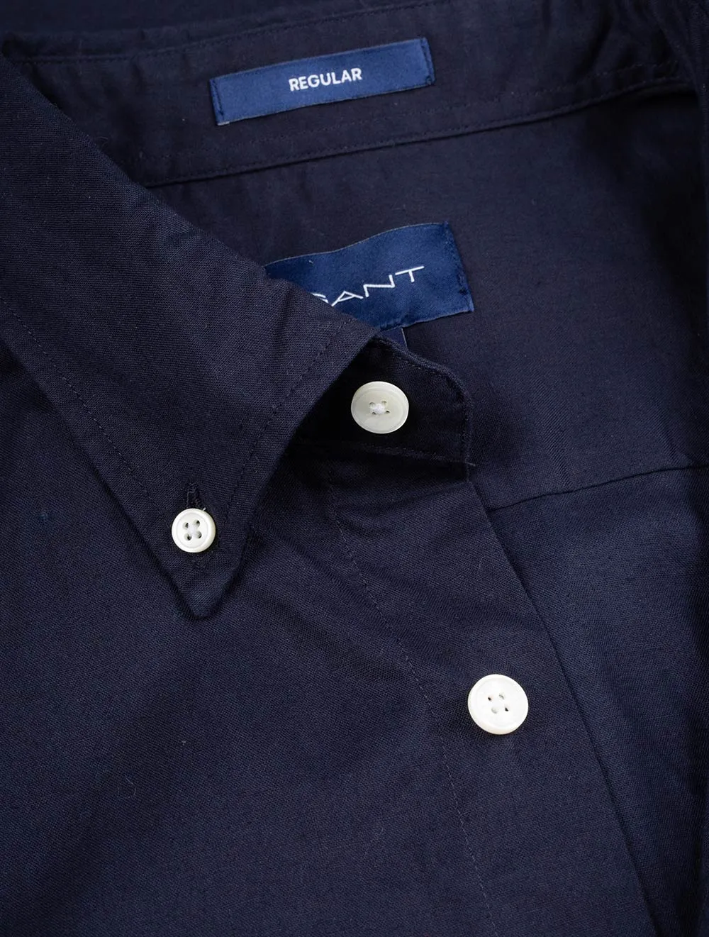 Regular Cotton Linen Short Sleeve Shirt Evening Blue